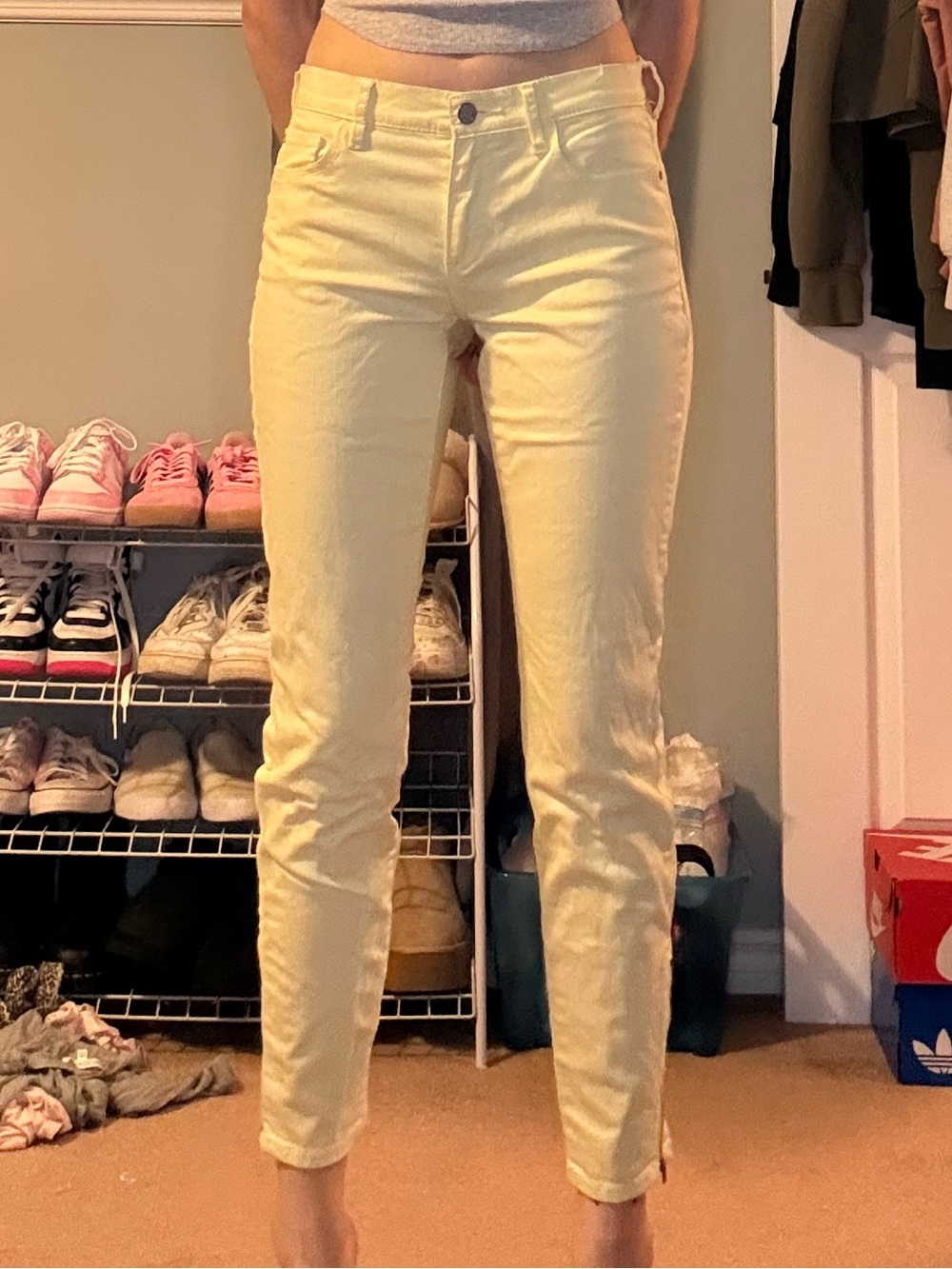 3 for $15 Joe fresh Light Yellow Zip-Hem Skinny Pants size 2